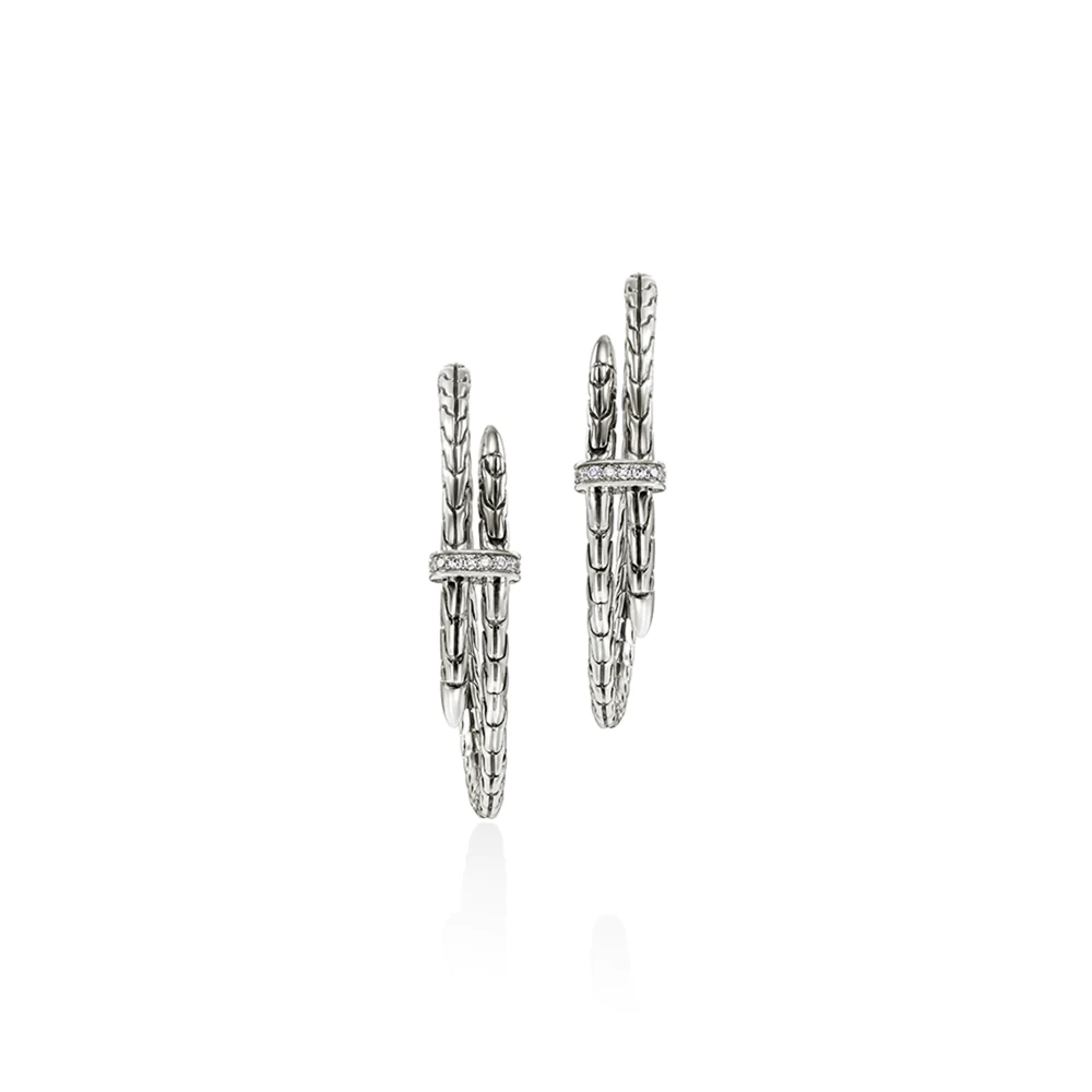 Spear Hoop Earrings with Diamonds