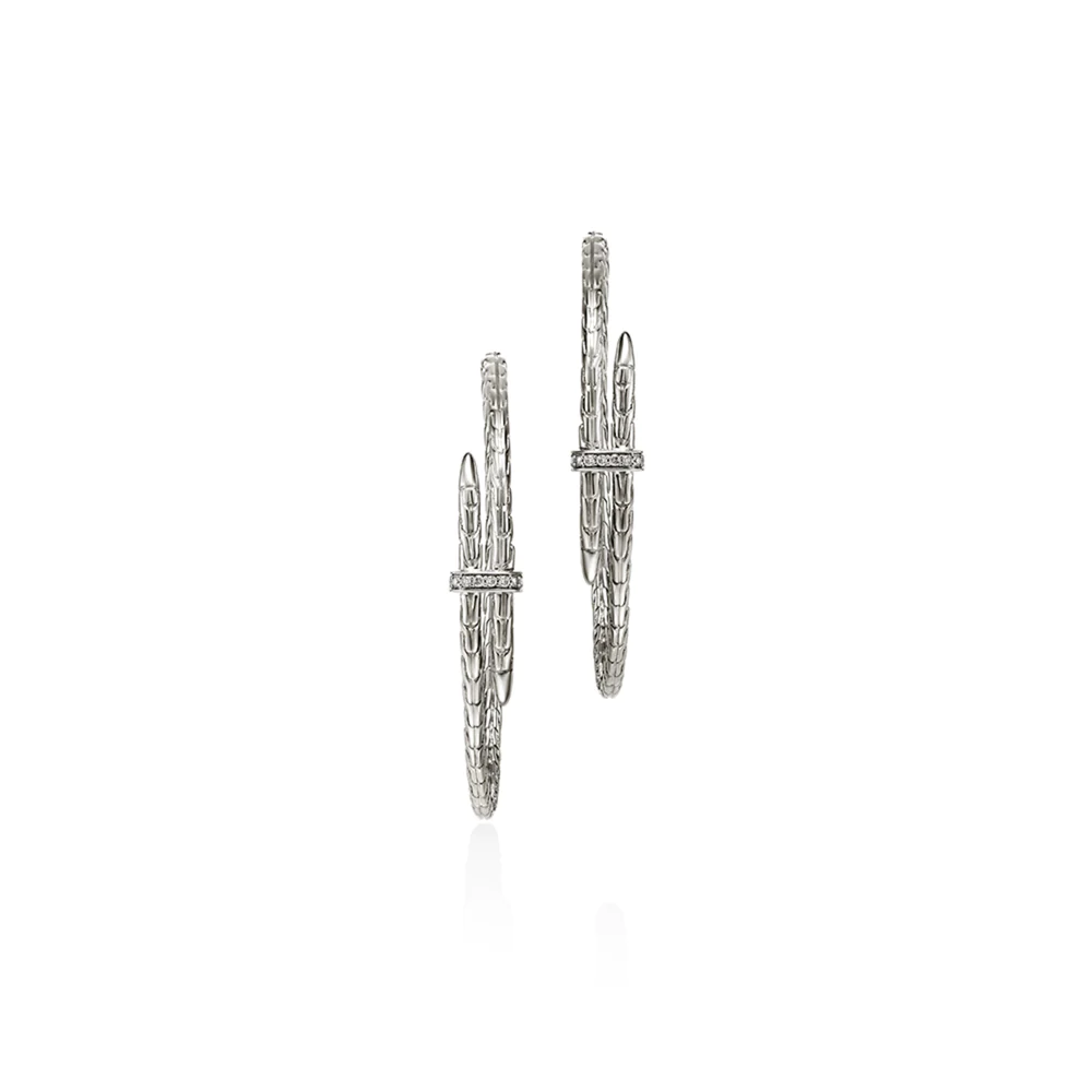 Spear Hoop Earrings with Diamonds