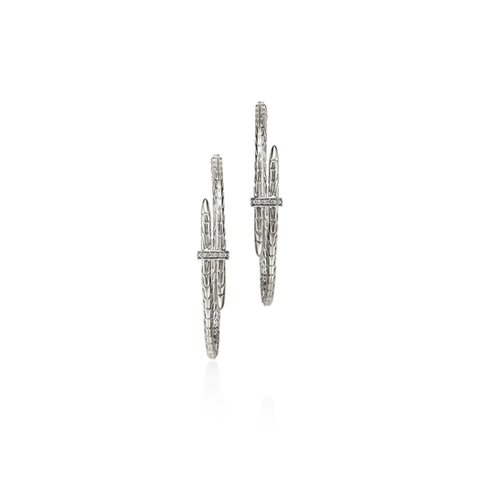 Spear Hoop Earrings with Diamonds