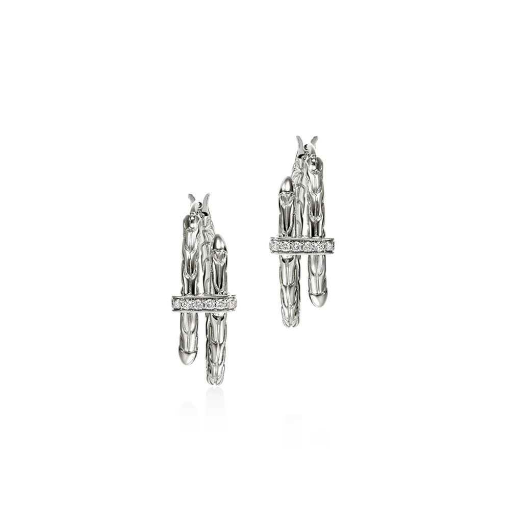 Spear Hoop Earrings with Diamonds