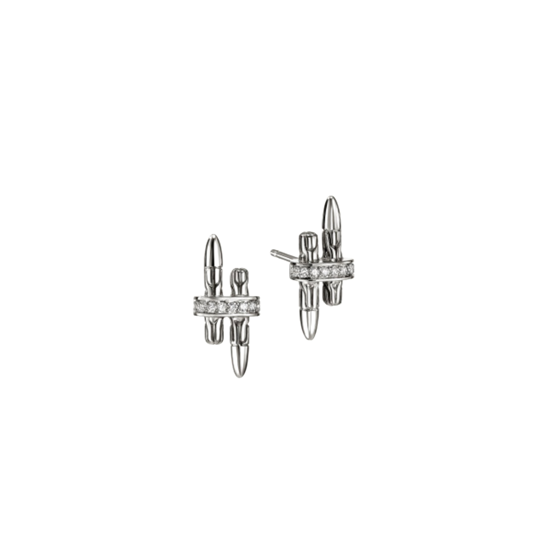 Sterling Silver and Diamond Spear Earrings