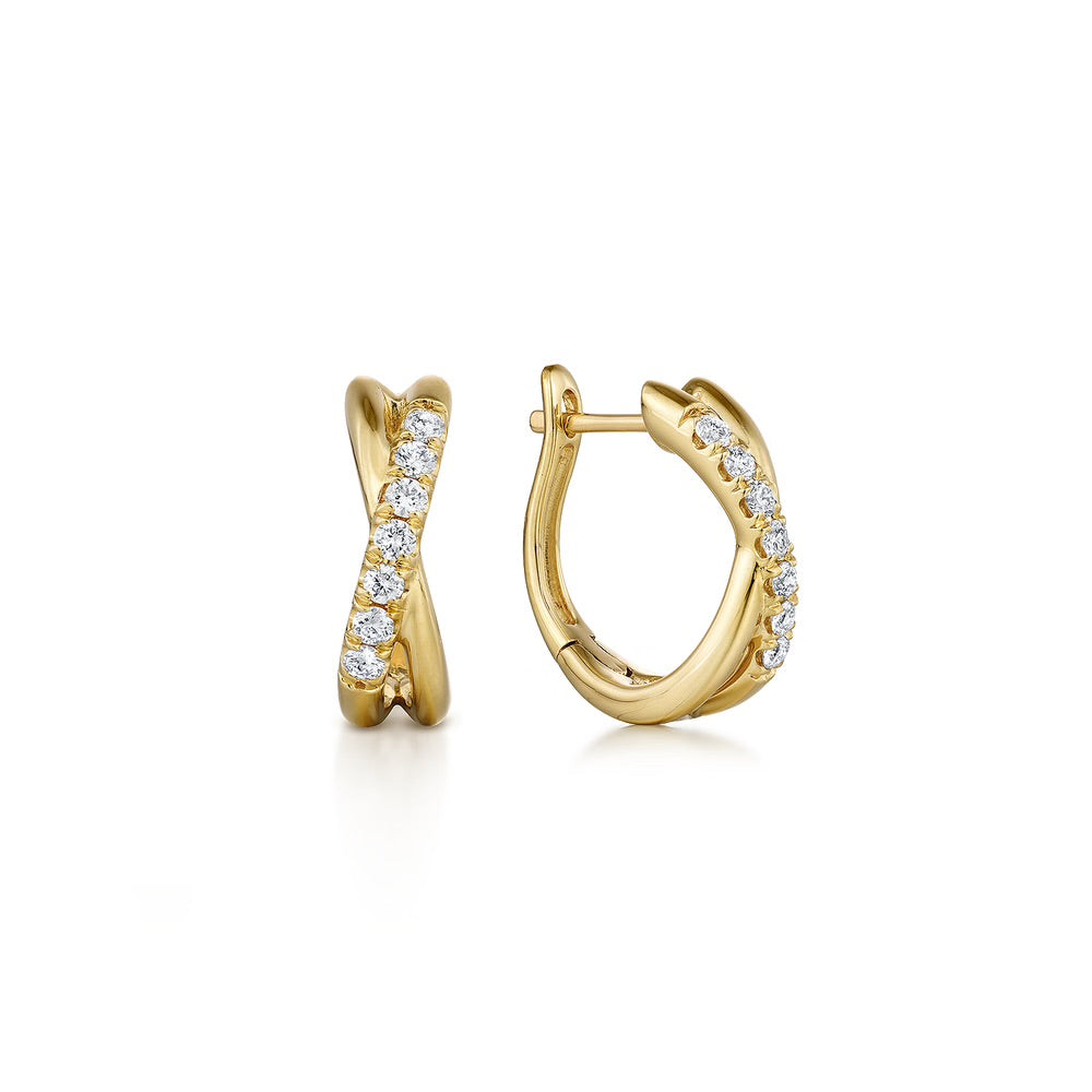 Diamond Huggie Earrings in Yellow Gold