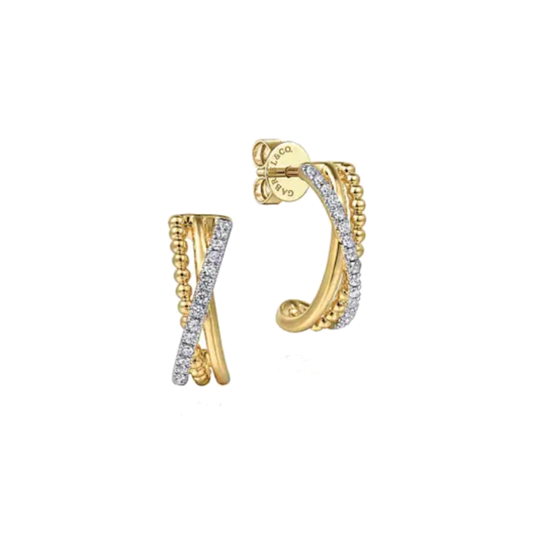 Bujukan Bead and Diamond J Earrings