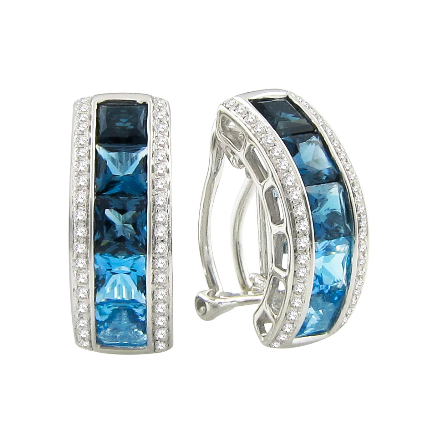 Eternal Love Hoop Earrings with Diamonds and London and Swiss Blue Topaz