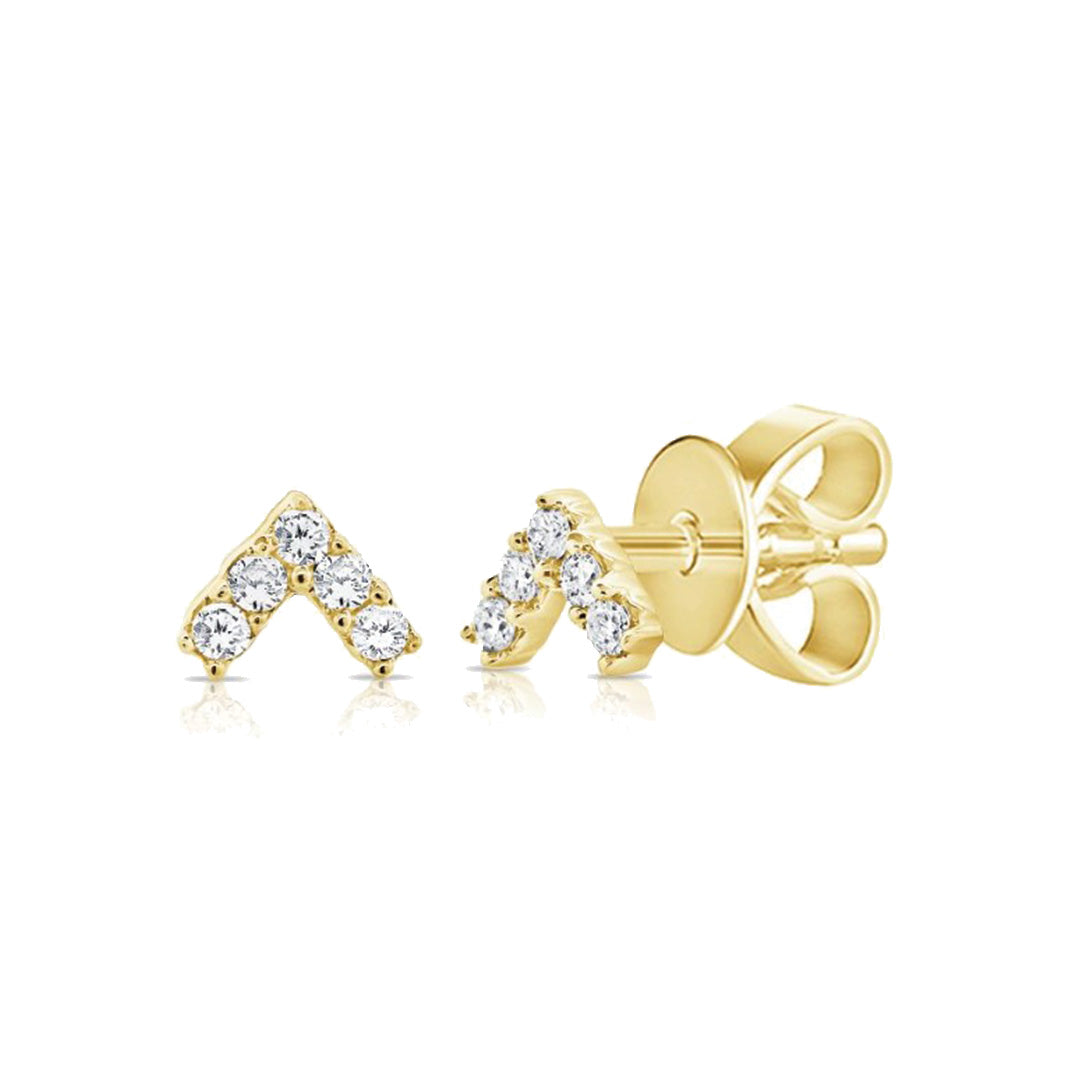 Geometric Angle Diamond Stud Earrings