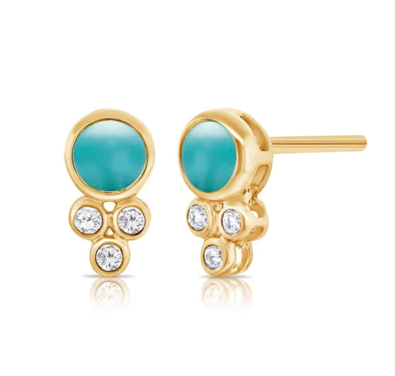 Turquoise and Diamond Stud Earrings