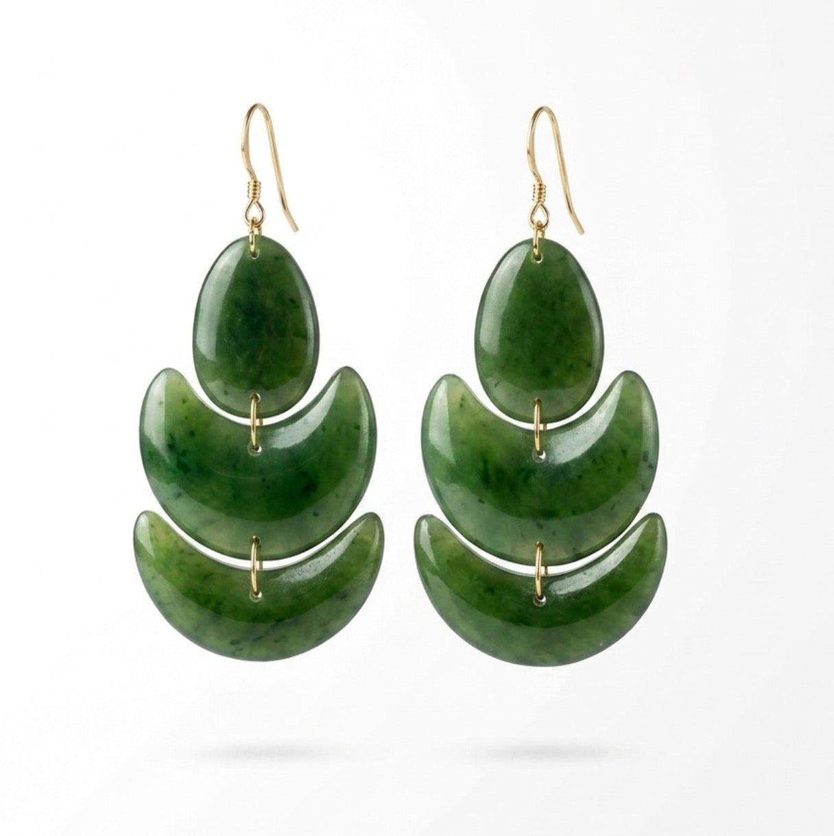 Green Jade Lotus Stone Earrings
