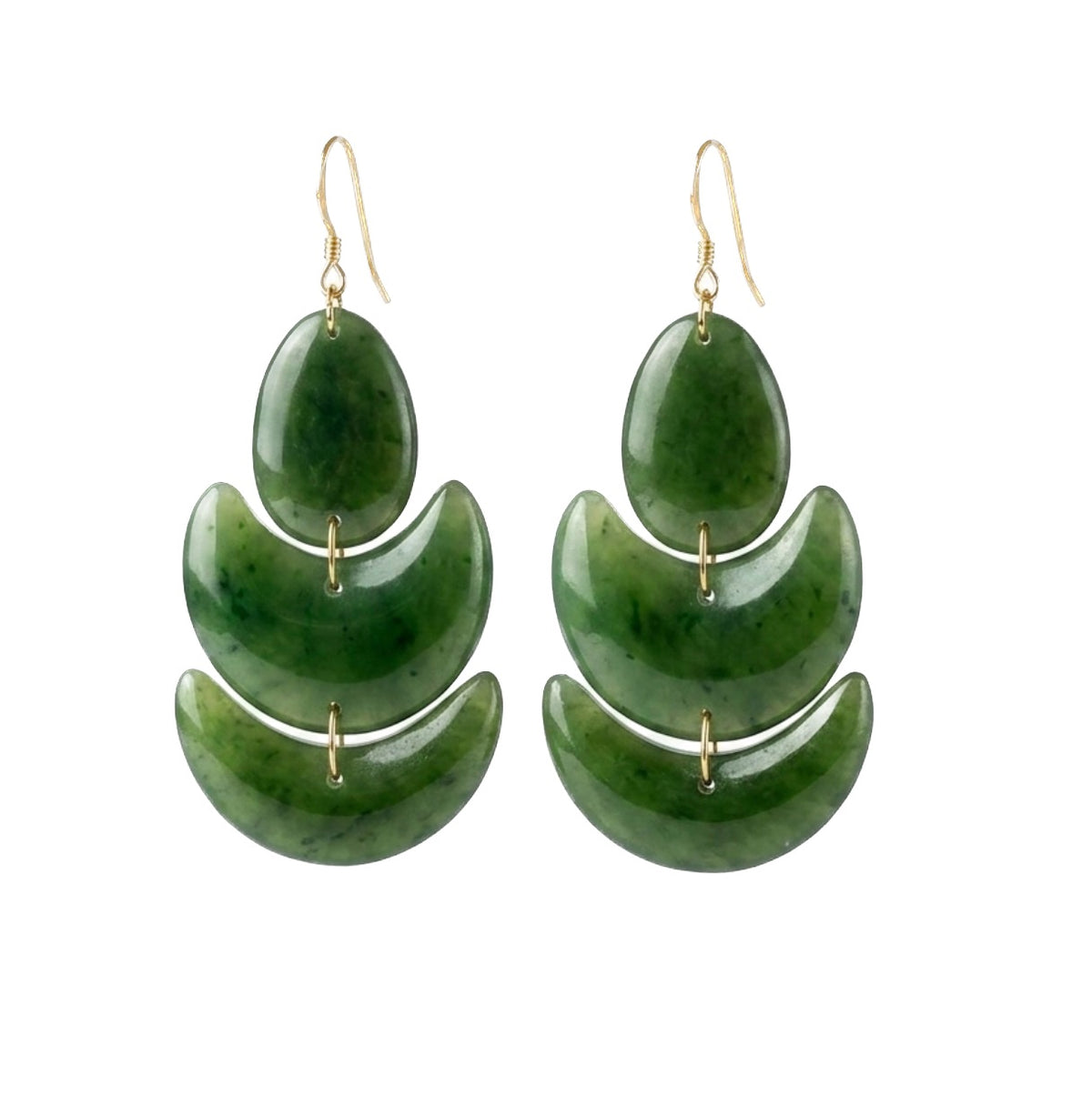 Green Jade Lotus Stone Earrings