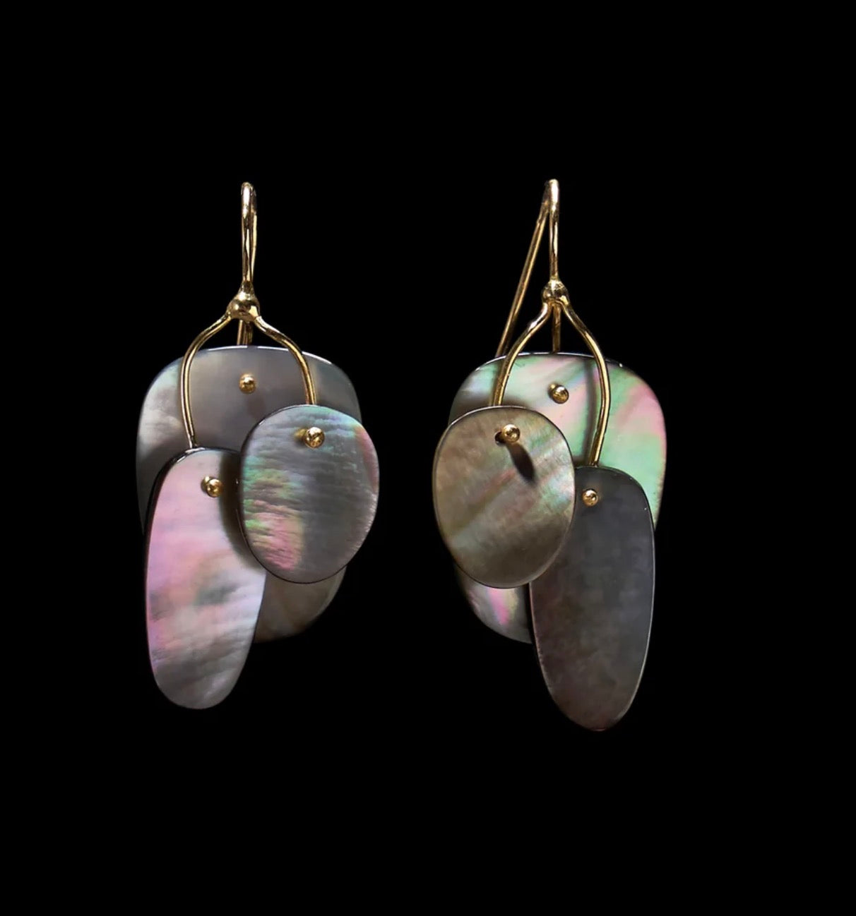 Black Mother of Pearl Tiny Mobile Earrings