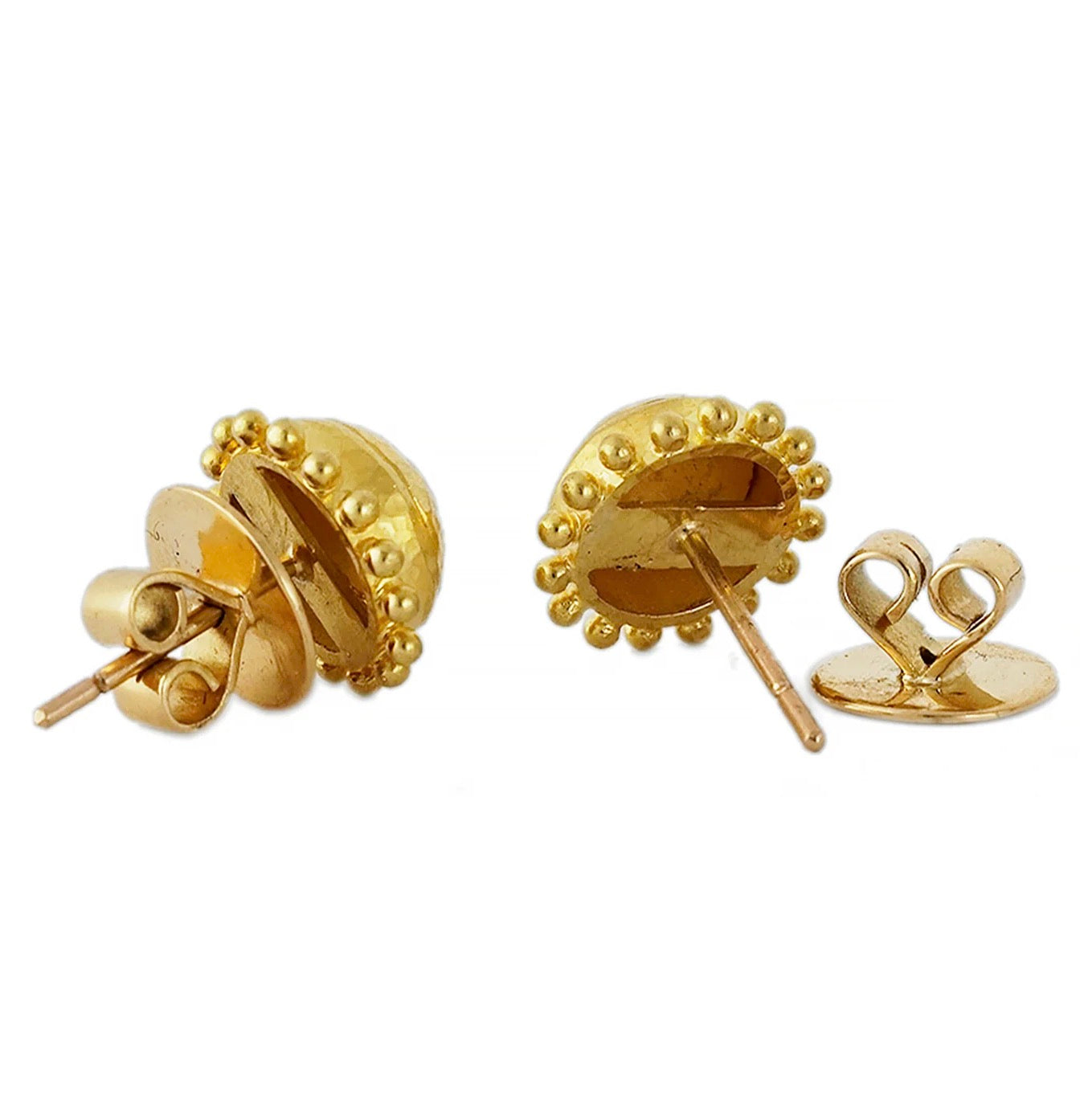 Gold Granulated Stud Earrings