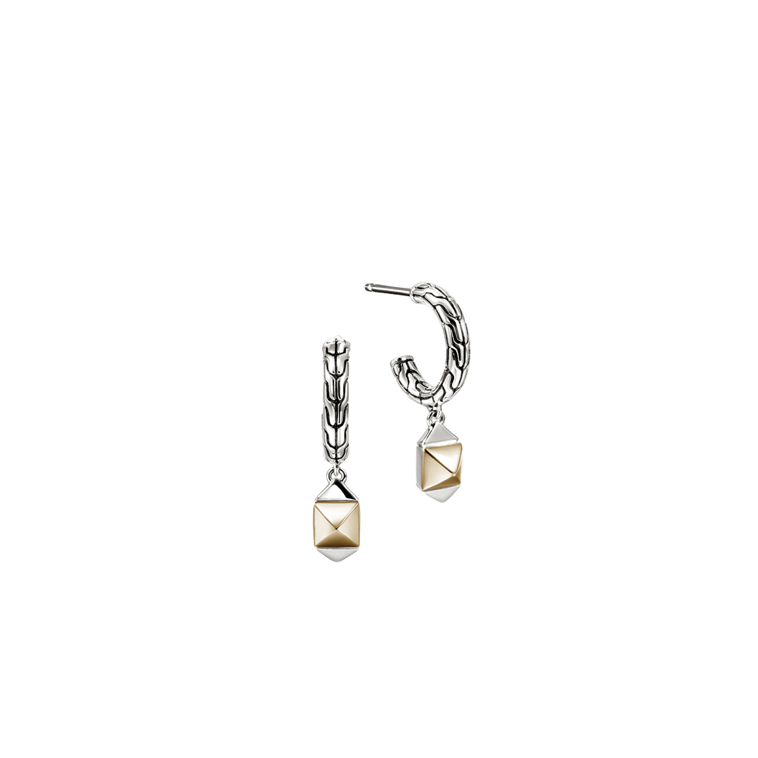Icon Stud Drop Earrings in Silver and Gold