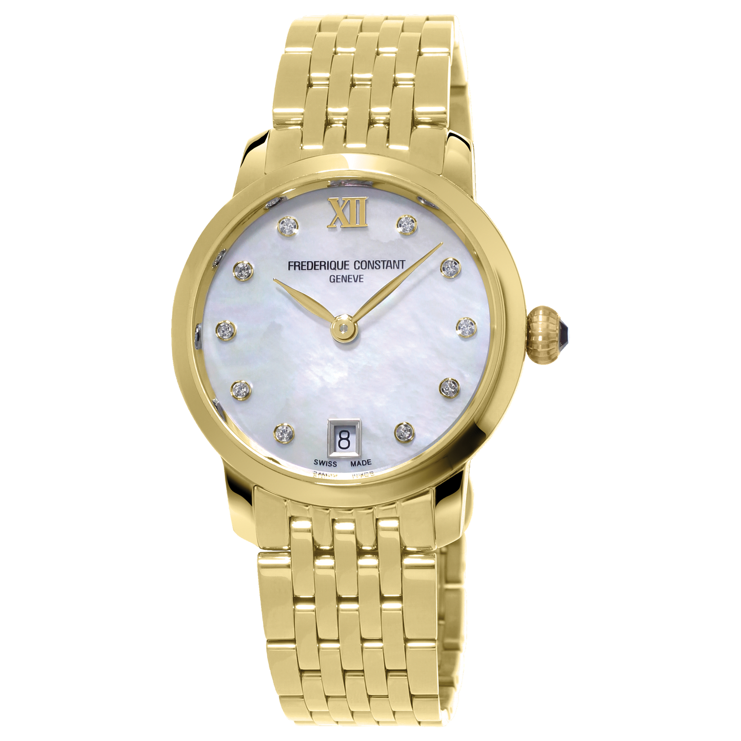 Ladies Classics Slimline Watch with Mother of Pearl & Diamonds
