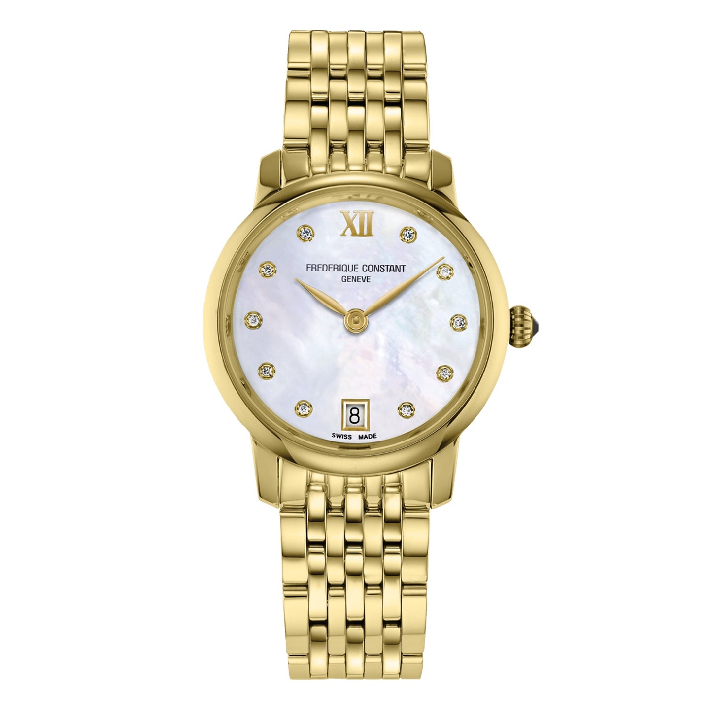 Ladies Classics Slimline Watch with Mother of Pearl & Diamonds