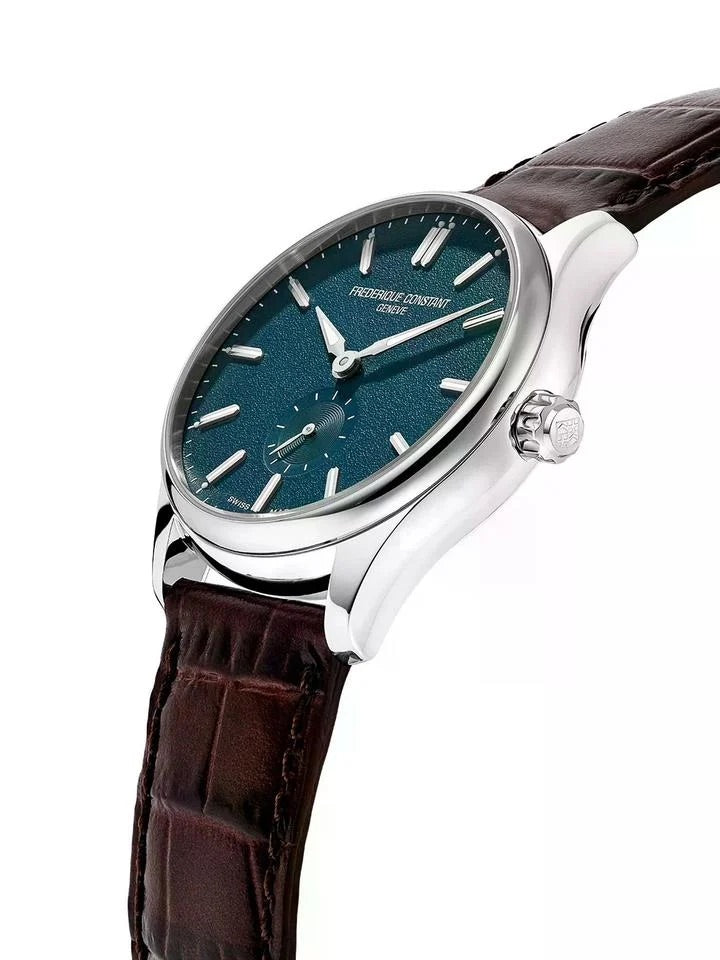 39mm Classics Watch with Blue Dial and Leather Strap