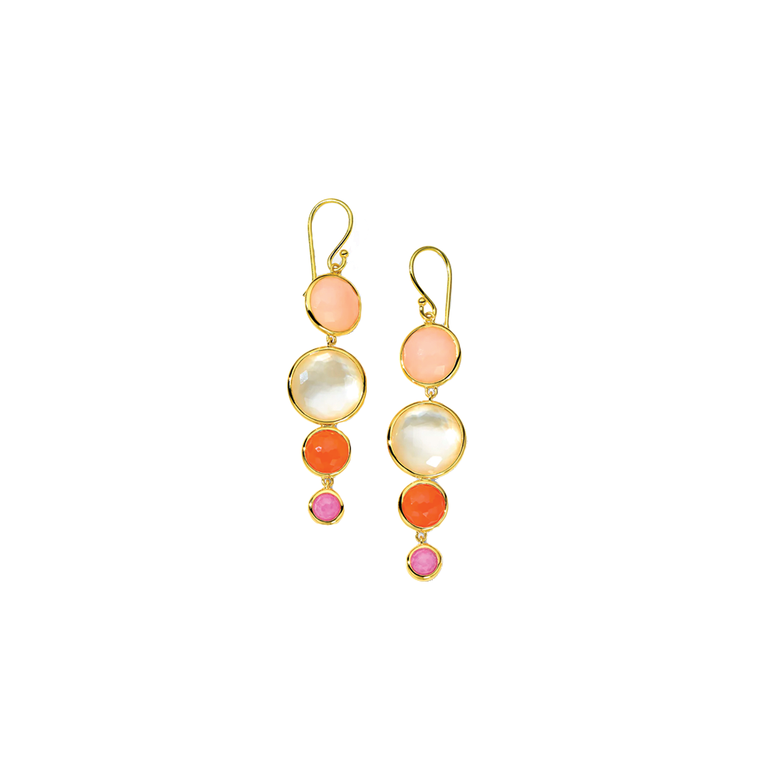 'Lollipop' 4-Stone Center Drop Earrings in Fire Rose
