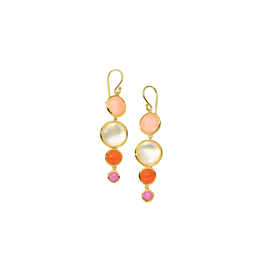 'Lollipop' 4-Stone Center Drop Earrings in Fire Rose