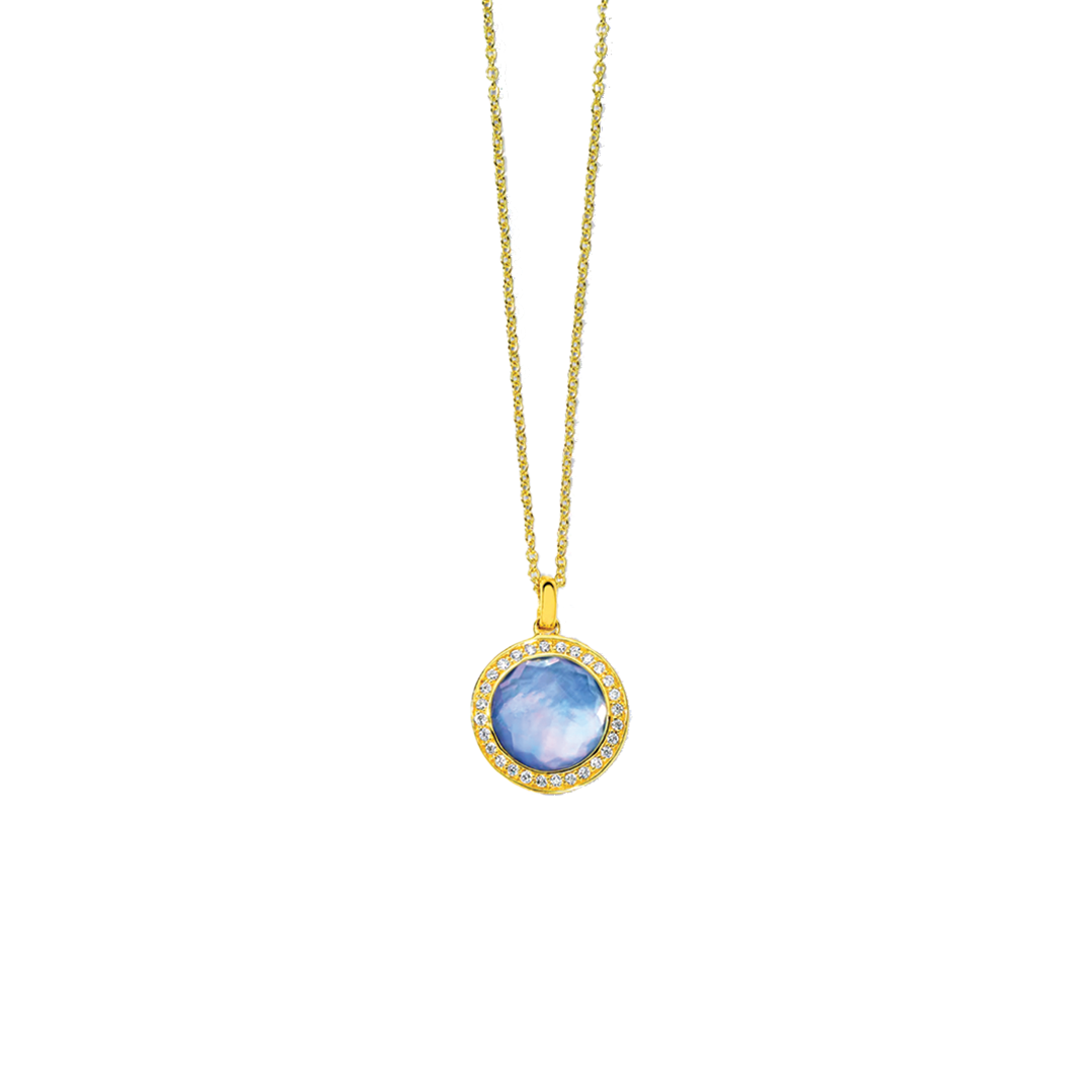 'Lollipop' Small Pendant Necklace with Mother of Pearl, Diamonds and Lapis Lazuli