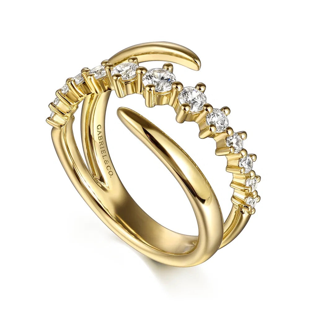 Diamond Bypass Ring in Yellow Gold