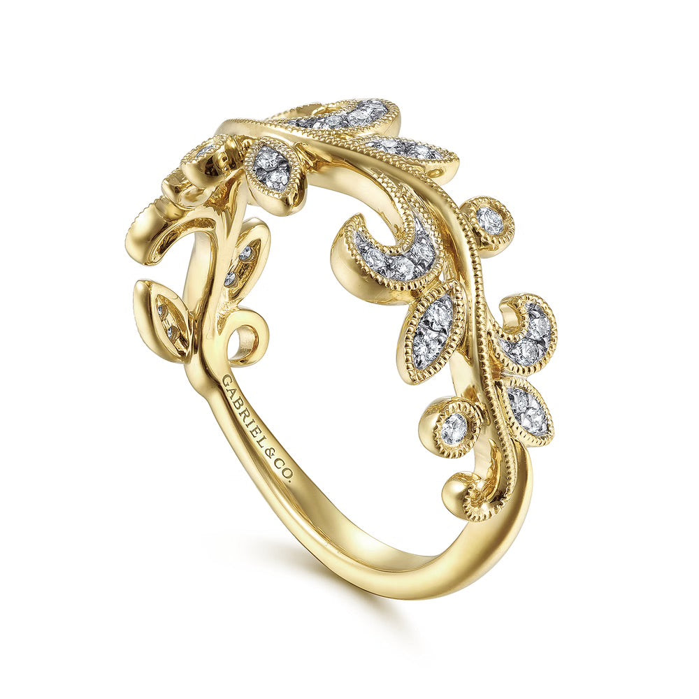 Wide Floral Diamond Ring