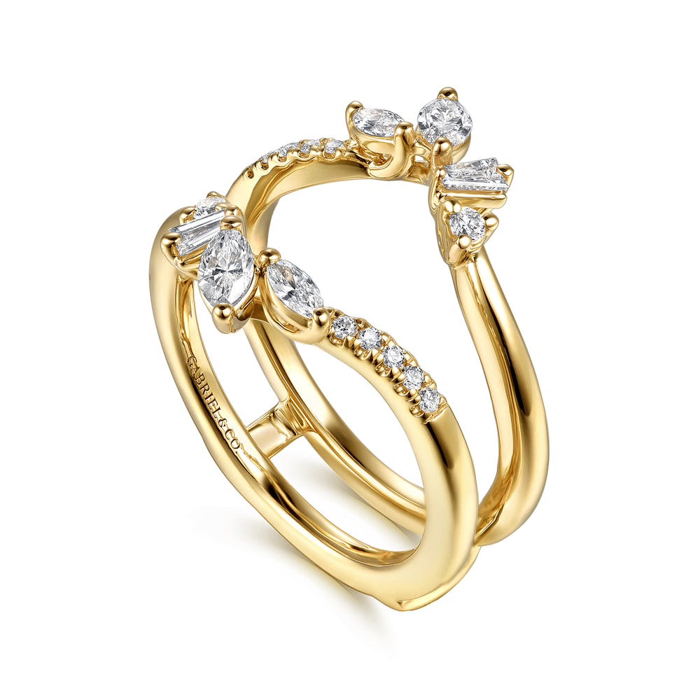 Keisha V-Shape Ring Enhancer with Mixed Shape Diamonds