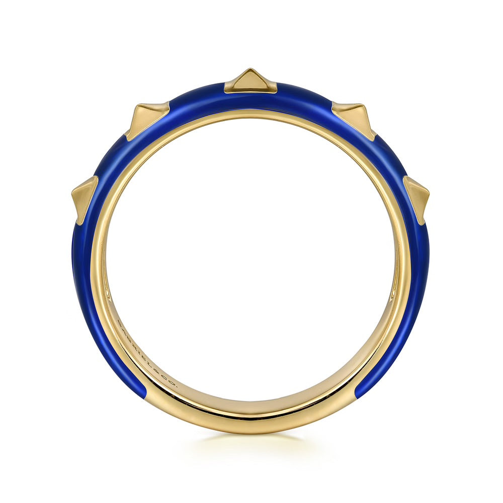 Blue and Gold Pyramid Stacking Ring