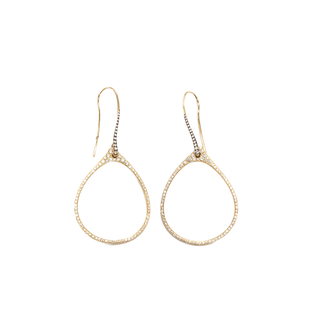Large Open Teardrop Earrings with Diamonds