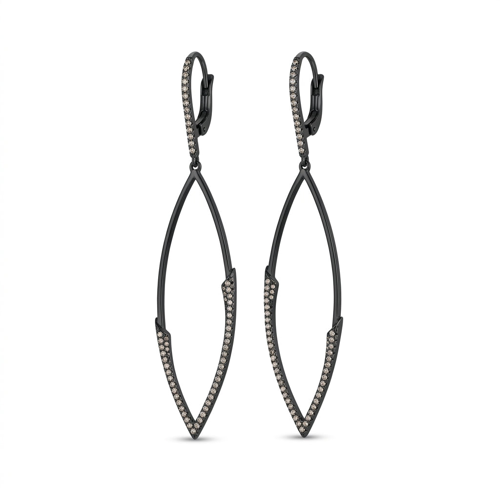 Open Marquise Shape Drop Earrings with Diamonds