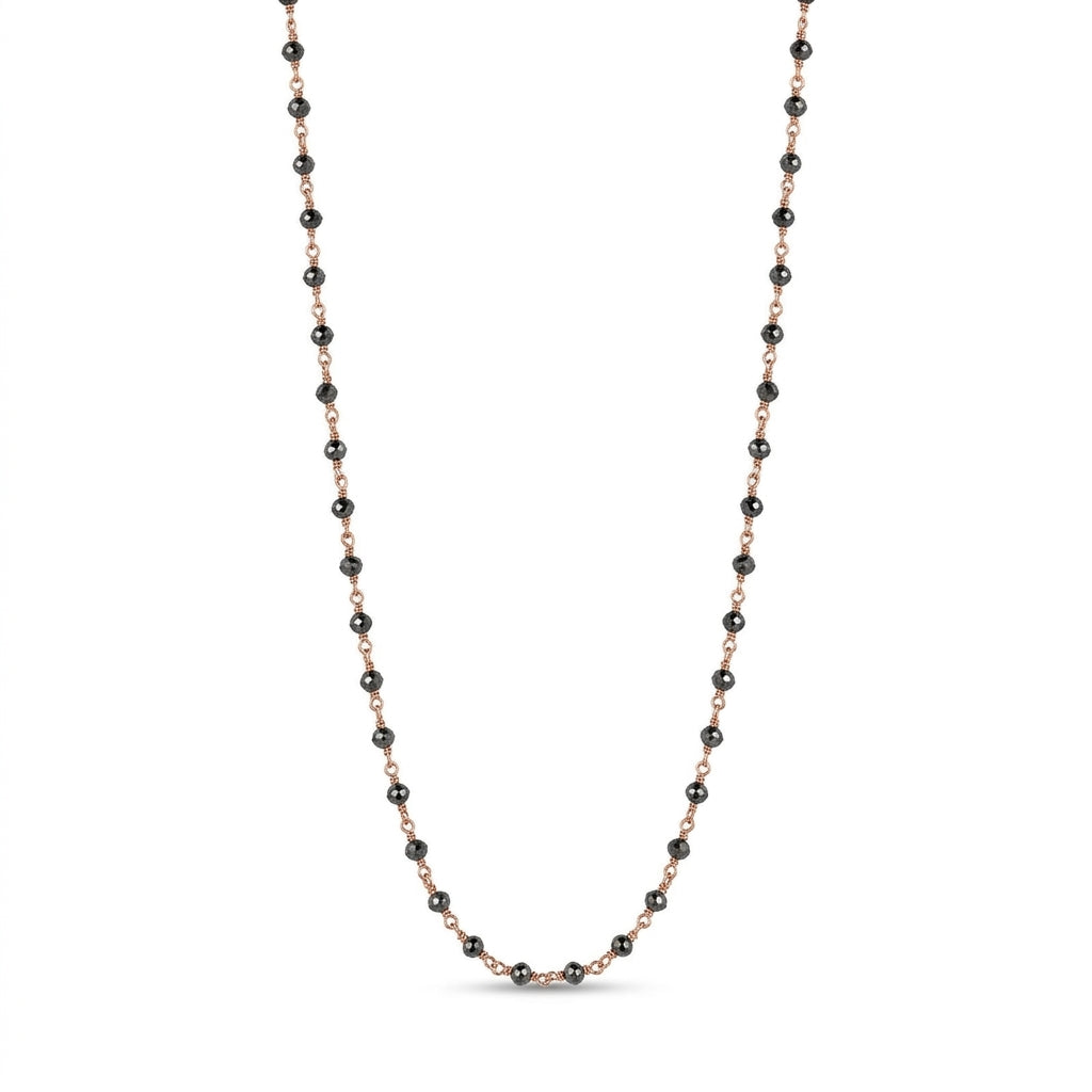 19.5" Black Diamond Faceted Bead Necklace