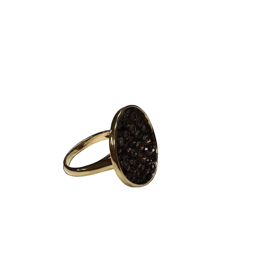 Organic Circle Ring with Smoky Quartz