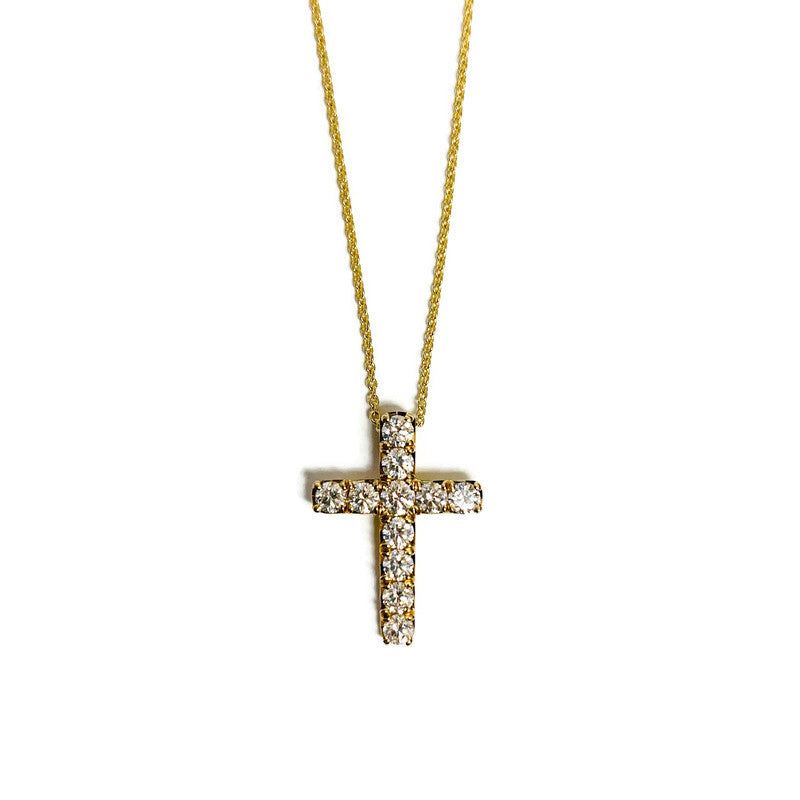 Diamond Cross Pendant in Yellow Gold