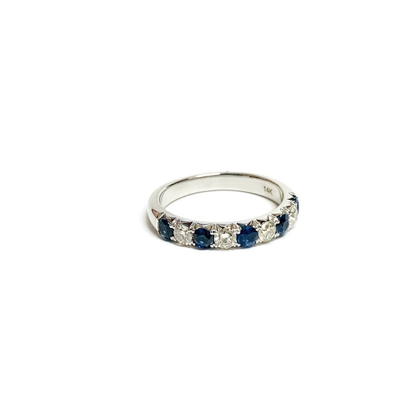 9-Stone Alternating Diamond and Sapphire Band, 0.95ctw
