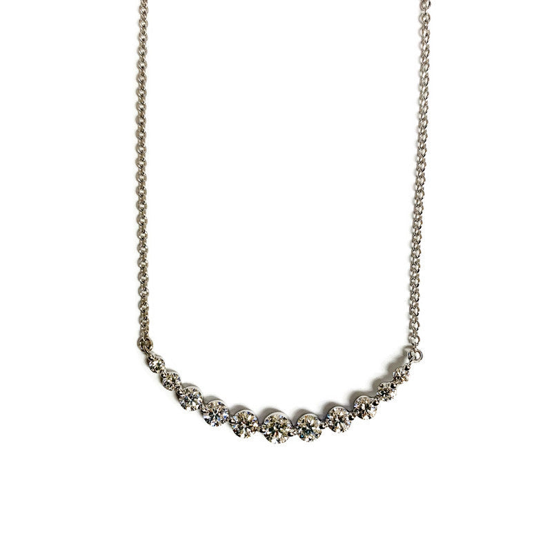Curved Shared Prong Diamond Bar Necklace