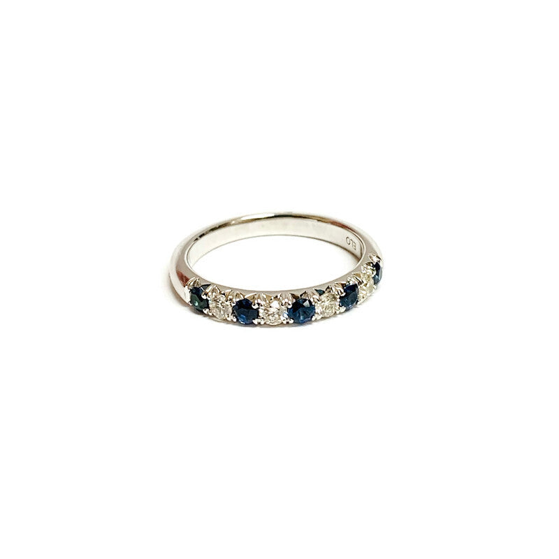 9-Stone Alternating Diamond and Sapphire Band, 0.64ctw