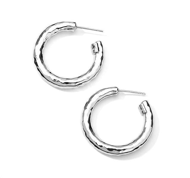 Classico Small Hammered Hoop Earrings in Sterling Silver