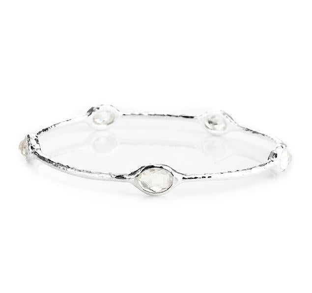 Silver Rock Candy 5-Stone Bangle in Rock Crystal