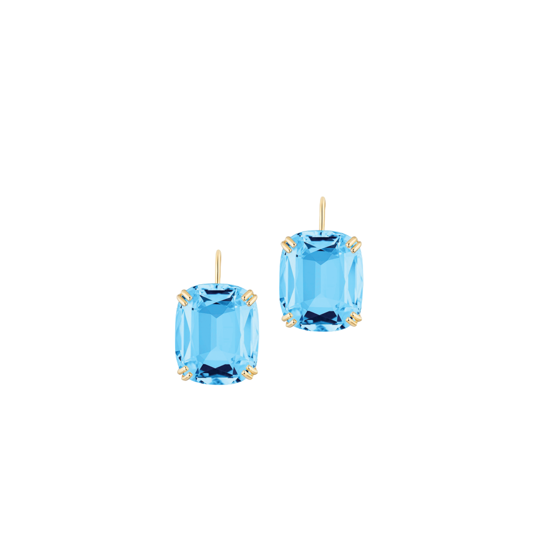 Gossip Cushion-Cut Blue Topaz Earrings