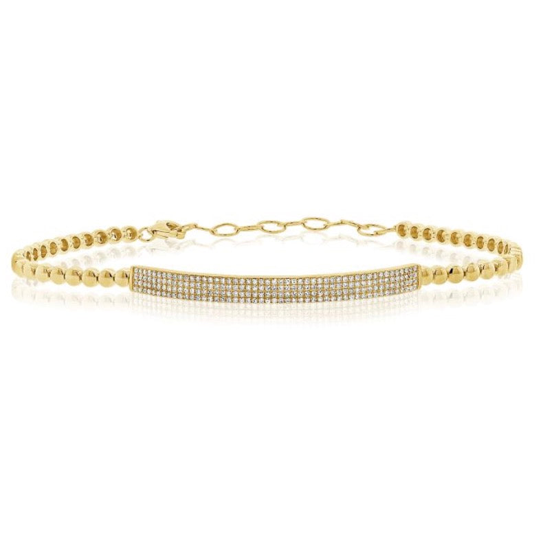 Gold Bead Diamond Bar Bracelet