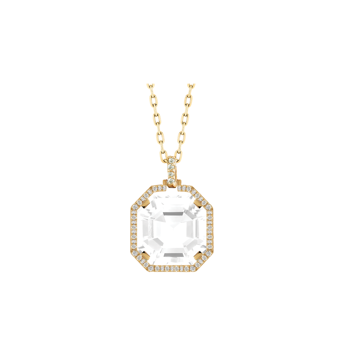Moon Quartz Pendant with Diamond Halo
