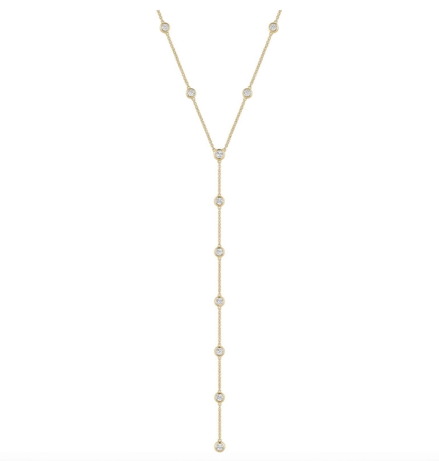 Diamond Station Drop Lariat Necklace