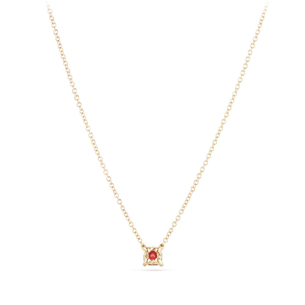 Chatelaine® Kids Necklace with Garnet in 18K Gold, 4mm