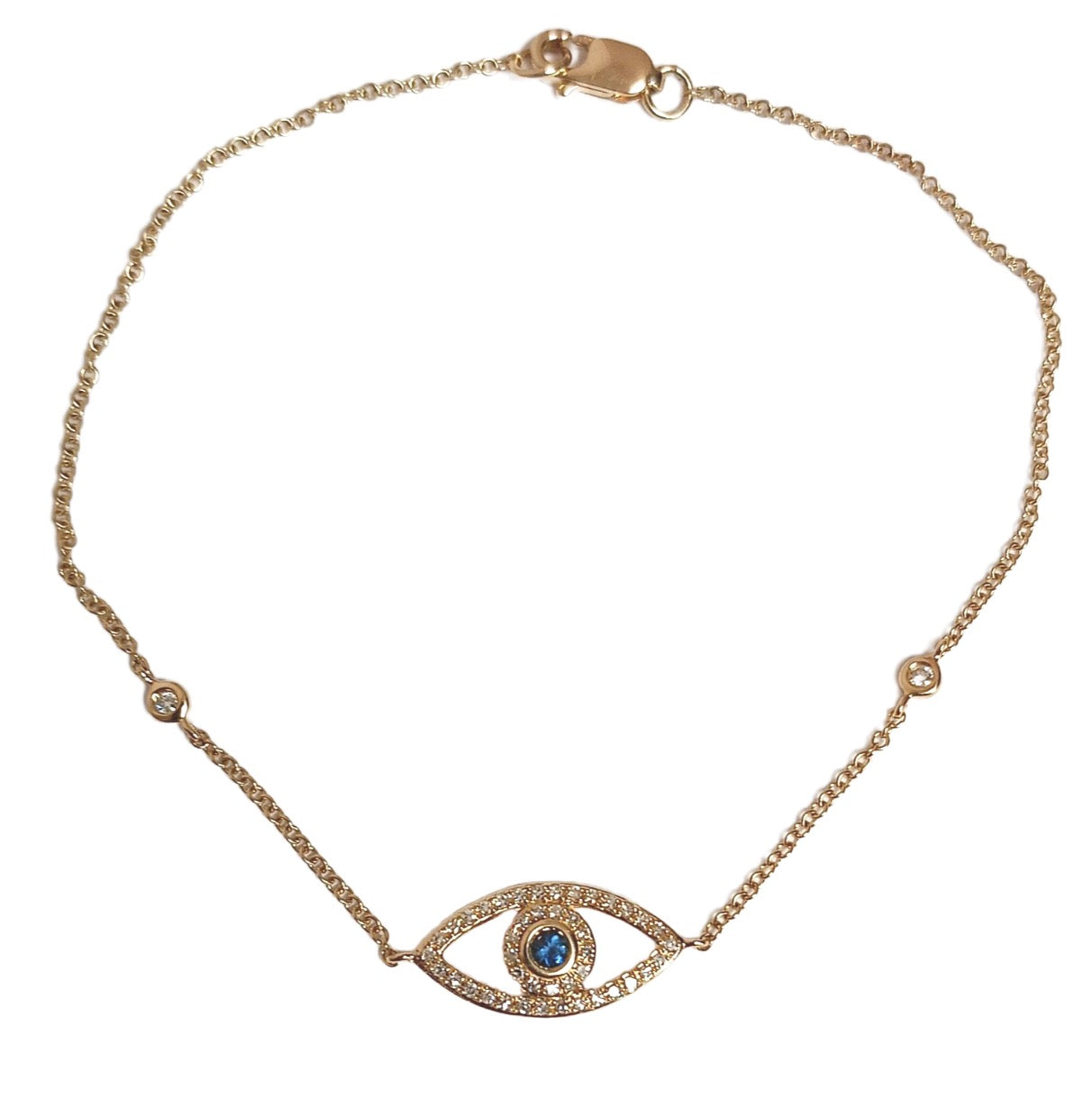 Diamond and Sapphire Evil Eye Cable Link Bracelet
