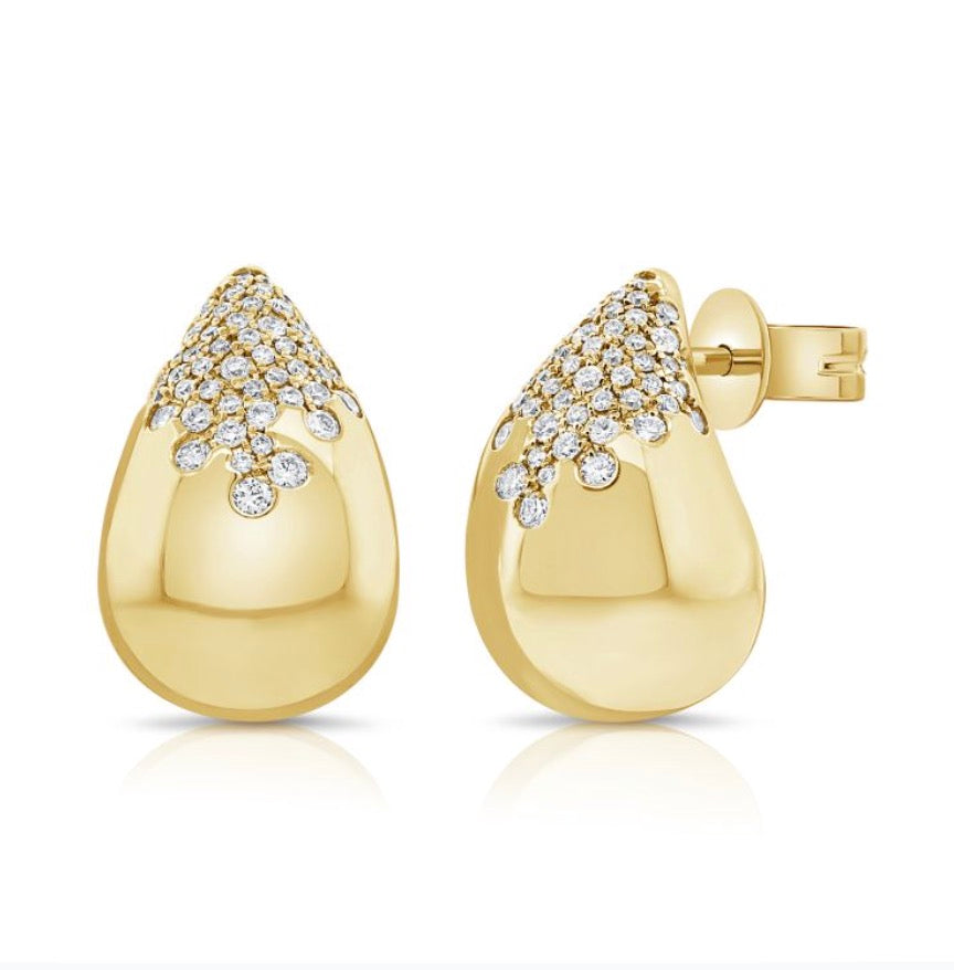 Pear Shape Gold and Diamond Earrings