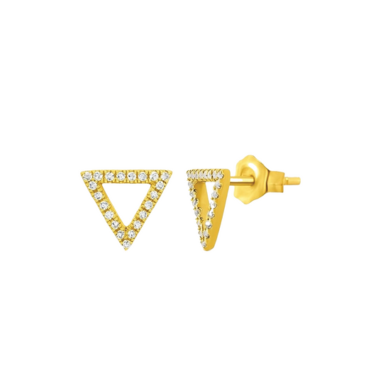 Diamond Triangle Stud Earrings in 14K Yellow Gold