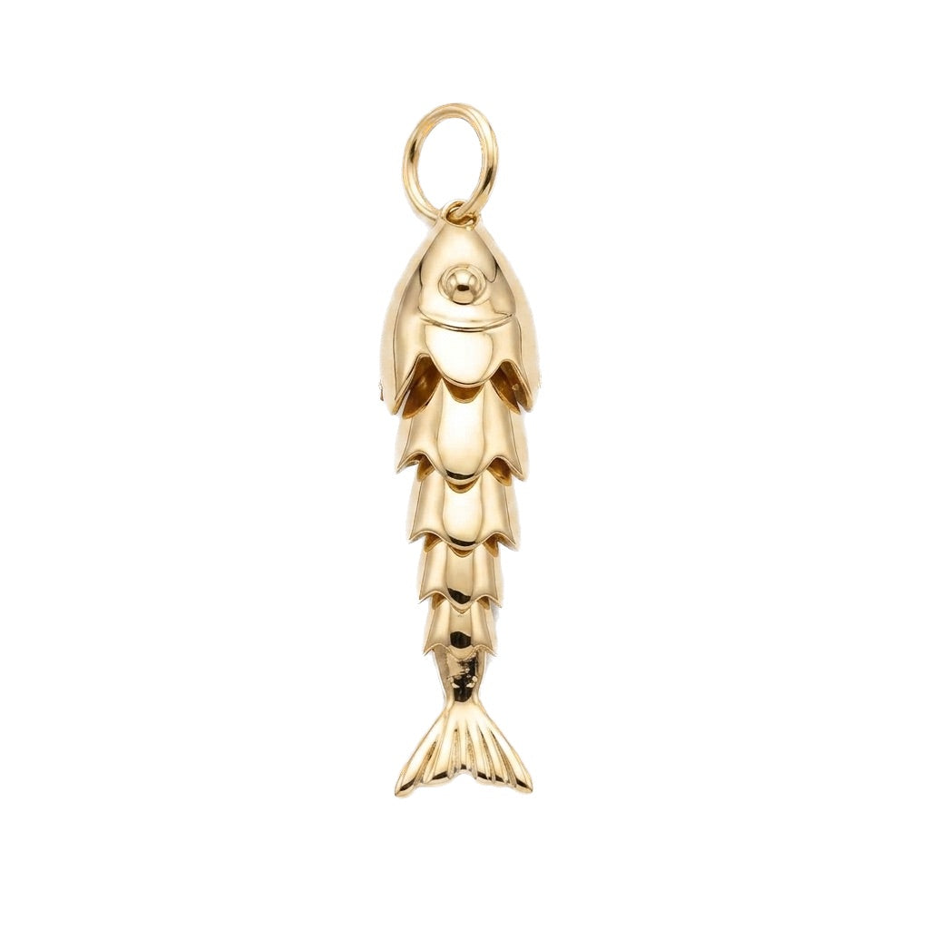 Gold and Diamond Fish Charm with Emerald Eye