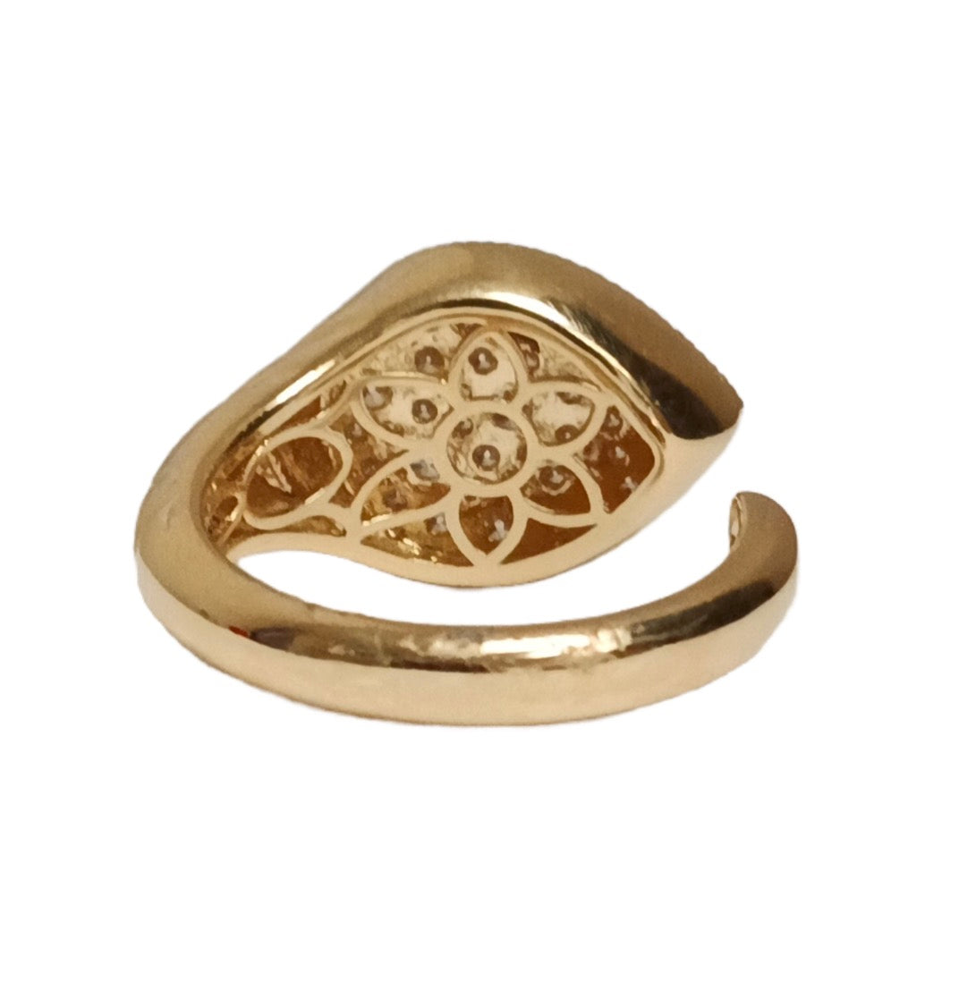 Diamond Open Wrap Ring with Milgrain Detail