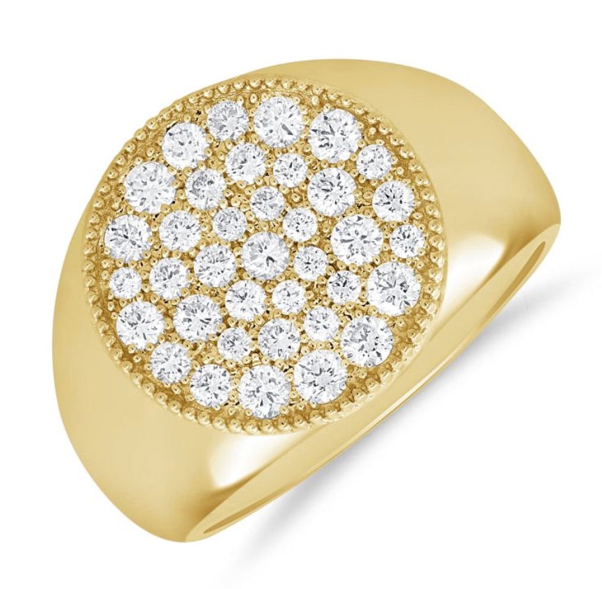 Round Diamond Signet Ring
