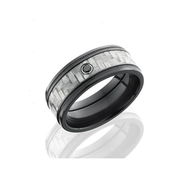 Lashbrook Carbon Fiber Inlay Zirconium Band set with Black Diamond