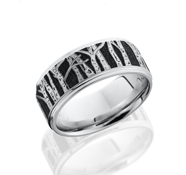 Cobalt Chrome 9mm Band With Aspen Design And Grooved Edges