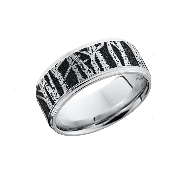 Cobalt Chrome 9mm Band With Aspen Design And Grooved Edges