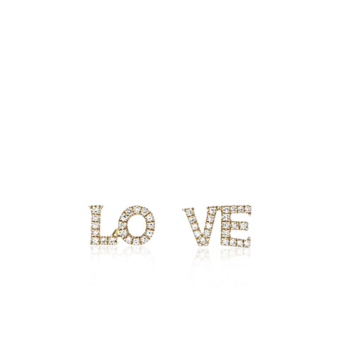 LO & VE Stud Earrings with Diamonds in Yellow Gold